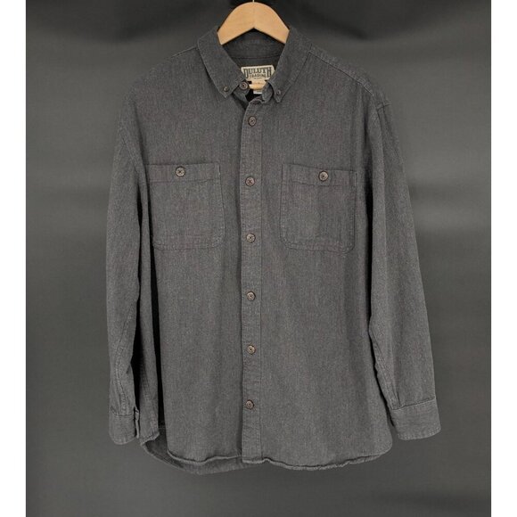 Duluth Trading Co Mens Cotton Button-Up Shirt Large Gray Workwear Outdoor Rural - Picture 1 of 6